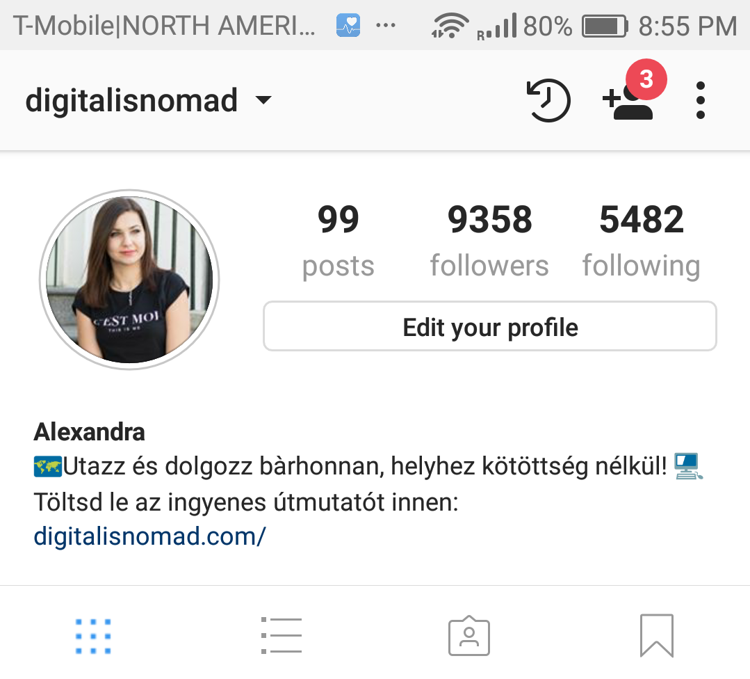 instagram követők és leírás digitális nomád 